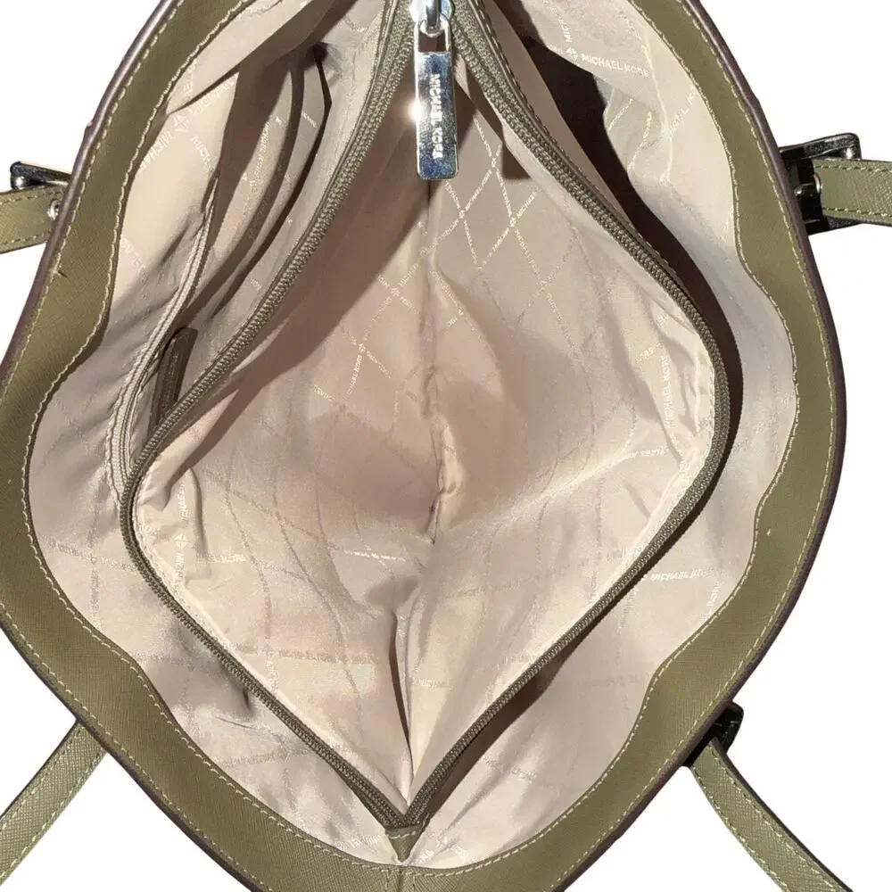 Michael Kors Voyager Large Saffiano Leather Tote Bag Olive Green Purse